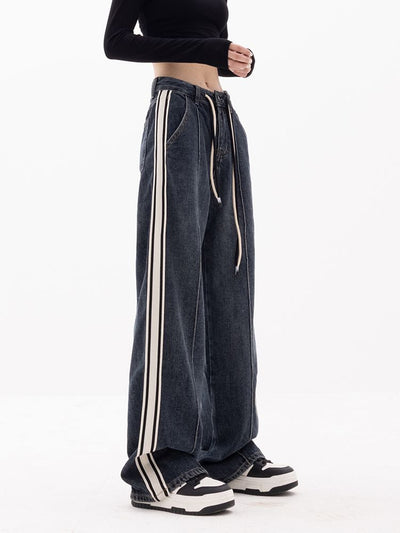 【EDX】Side stripe wide leg jeans  EX0005