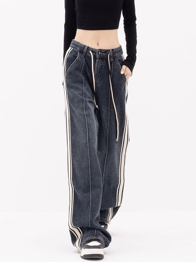 【EDX】Side stripe wide leg jeans  EX0005