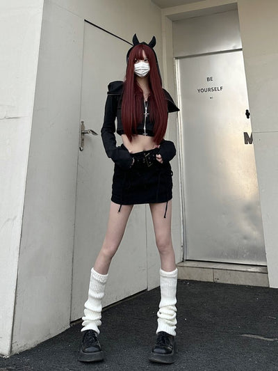 【Take off】Little devil ear hood thin short jacket  TO0015