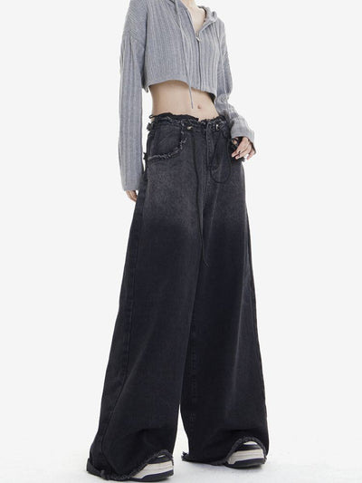 【EDX】Gradation low edge design wide leg jeans  EX0001