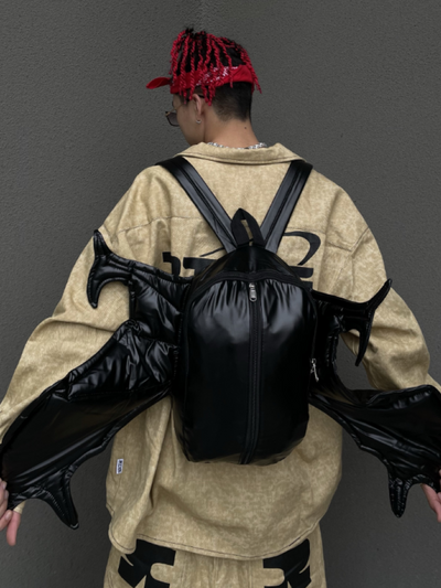【Ⅱtype trb】Soft PU leather bat wing double zipper backpack LT0001