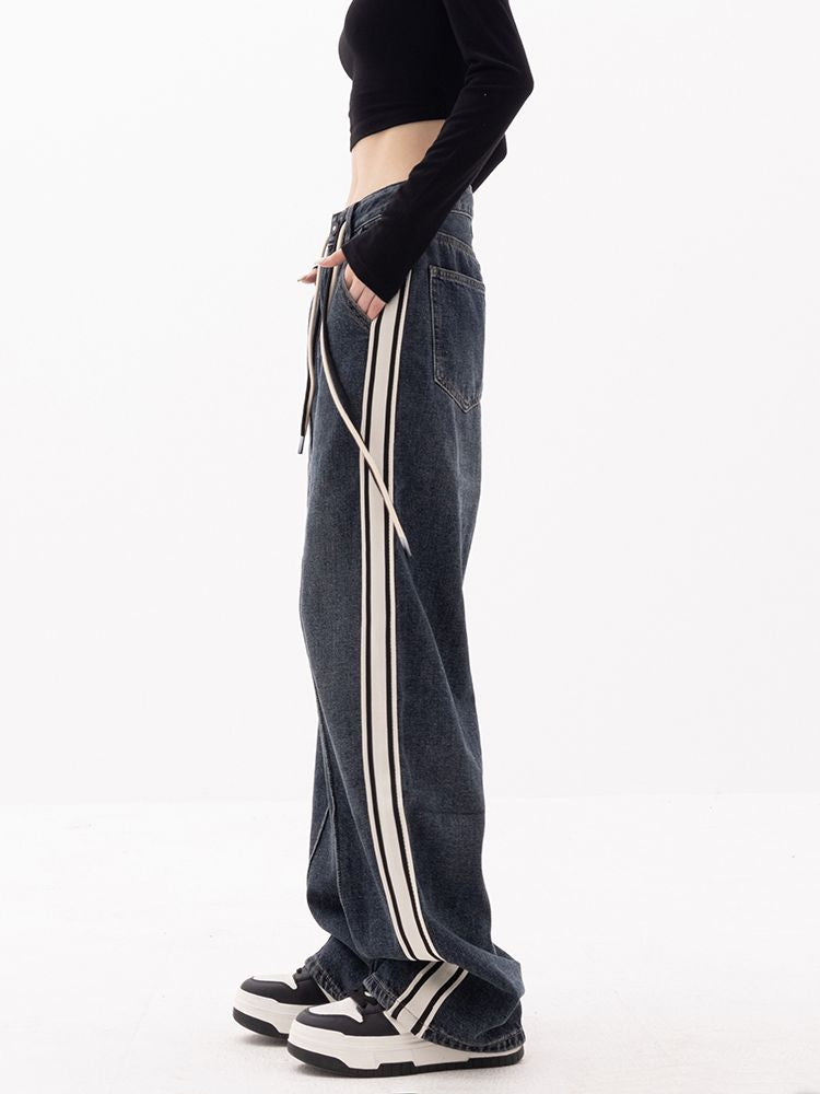 【EDX】Side stripe wide leg jeans  EX0005