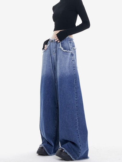 【EDX】Gradation low edge design wide leg jeans  EX0001