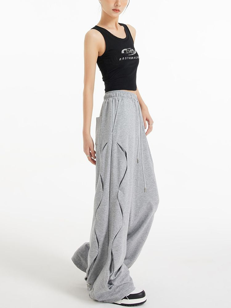 [EDX] Side design drawstring elastic casual mop pants EX0007
