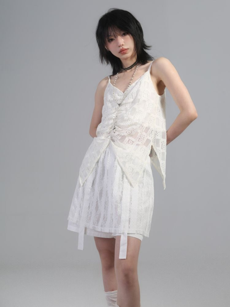 【ROSETOWER】Ruched lace design skirt shorts  RT0005