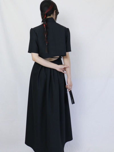 【ROSETOWER】Chinese style slit design short sleeve dress  RT0009