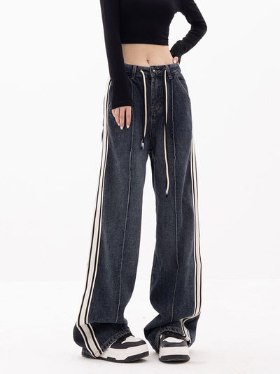 【EDX】Side stripe wide leg jeans  EX0005