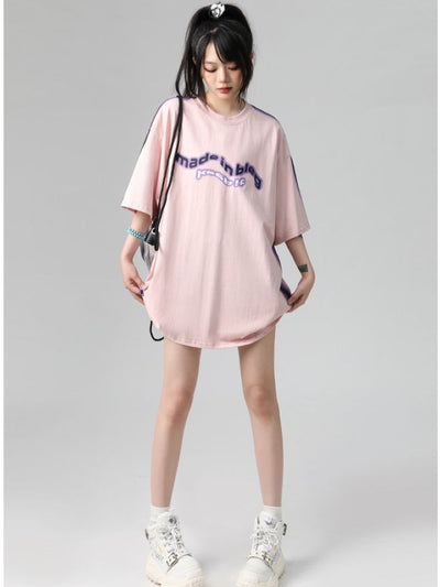 【TARASAER】Sideline design oversized short-sleeved T-shirt TS0010