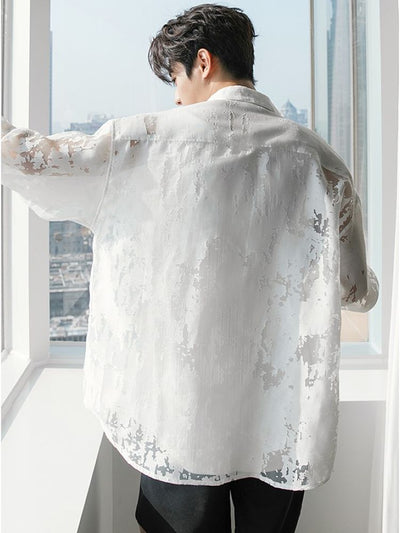 【CHICERRO】High-end design sheer casual shirt  CR0004