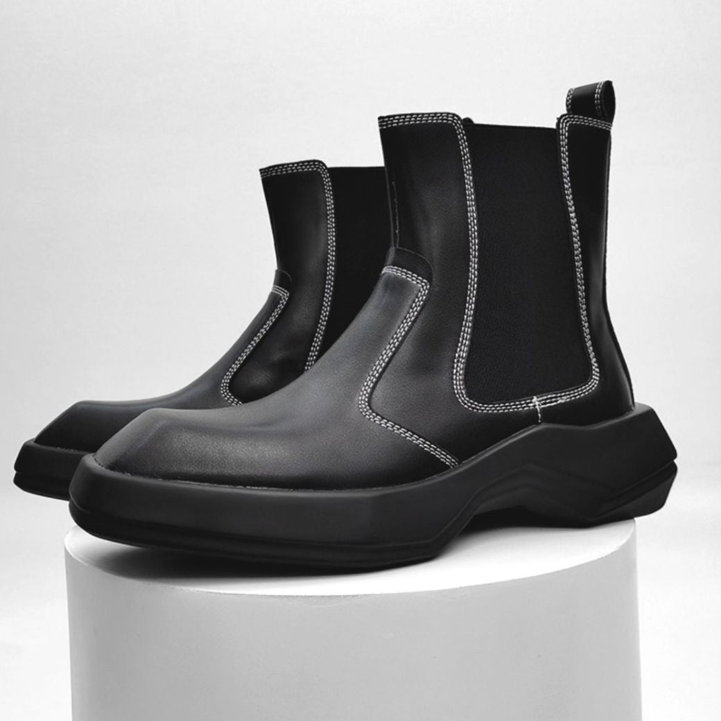 Stitch design square toe chelsea boots  HL2937