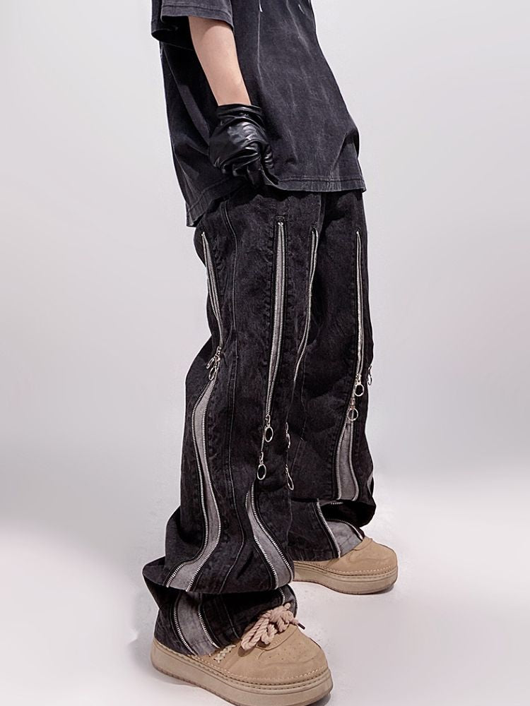 [UUCSCC] Zip design loose flared jeans US0040