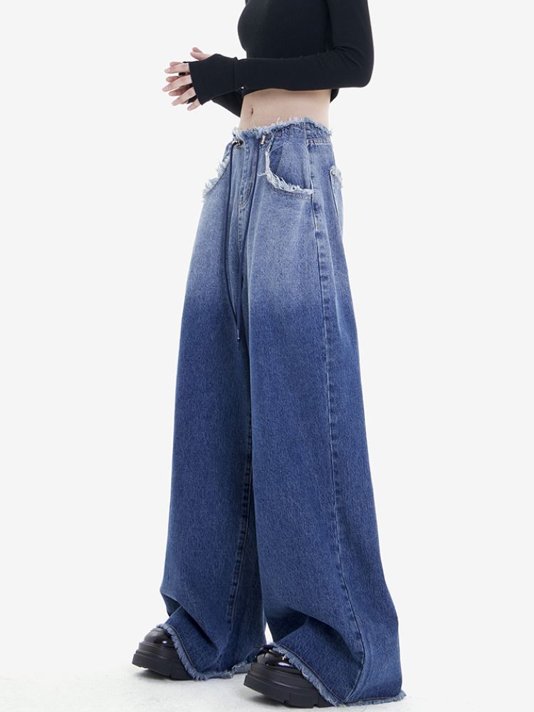 【EDX】Gradation low edge design wide leg jeans  EX0001