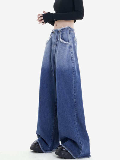 【EDX】Gradation low edge design wide leg jeans  EX0001