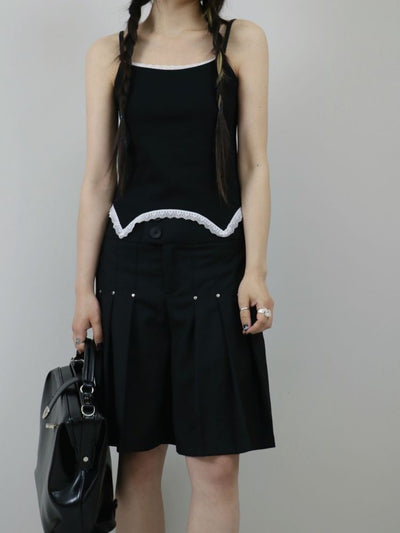 【ROSETOWER】High waist pleated design culottes skirt  RT0008