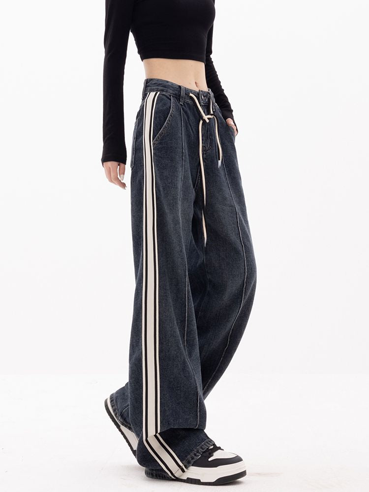 【EDX】Side stripe wide leg jeans  EX0005