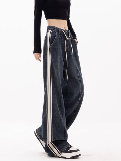 【EDX】Side stripe wide leg jeans  EX0005
