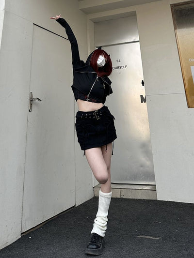【Take off】Little devil ear hood thin short jacket  TO0015