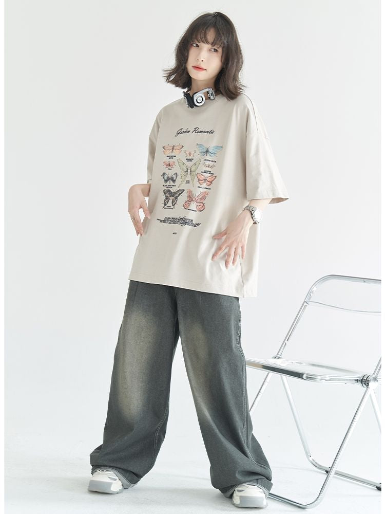 【Universal Gravity Museum】Butterfly print loose cotton short sleeve T-shirt  UG0028