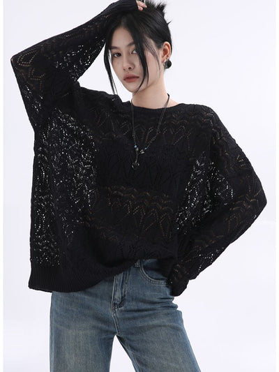 [Sai Xiaolao] Round neck pullover loose knit sweater SX0015