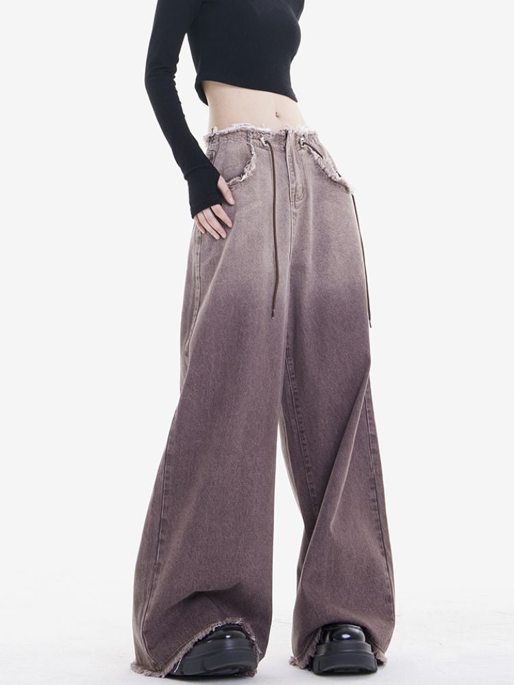 【EDX】Gradation low edge design wide leg jeans  EX0001