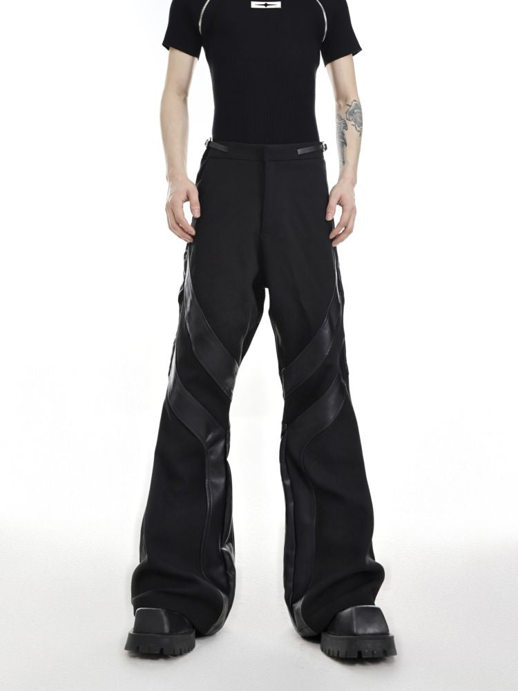【Culture E】Belt buckle design three-dimensional stripe flare casual pants  CE0067
