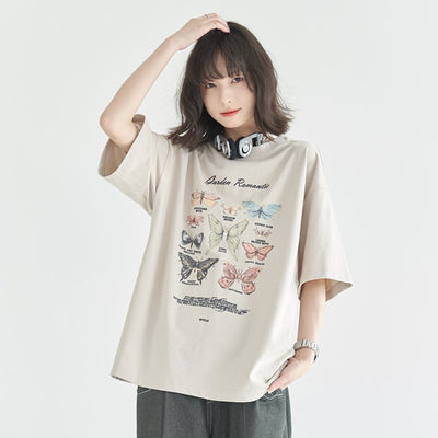 【Universal Gravity Museum】Butterfly print loose cotton short sleeve T-shirt UG0028