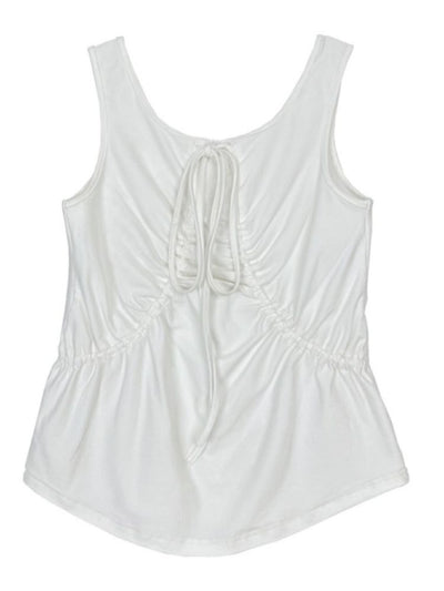 【ROSETOWER】Shirring design sleeveless T-shirt RT0002