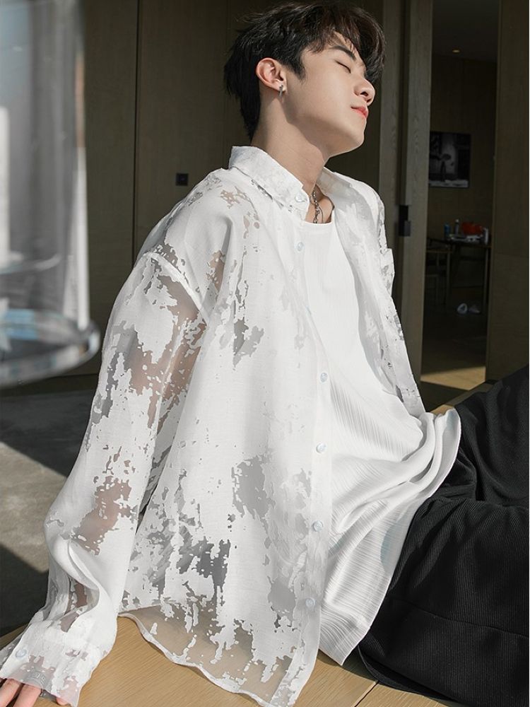 【CHICERRO】High-end design sheer casual shirt  CR0004