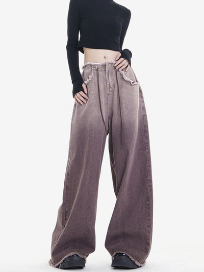 【EDX】Gradation low edge design wide leg jeans  EX0001