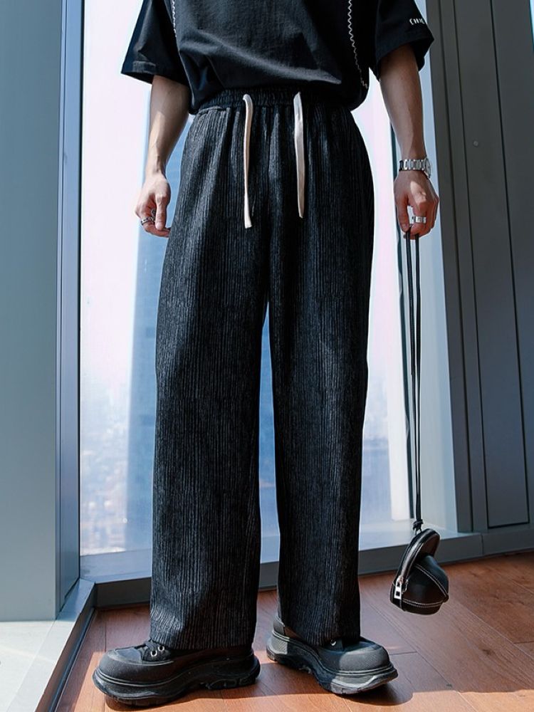 【CHICERRO】Vertical striped loose straight casual pants  CR0009
