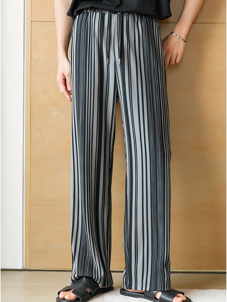 [CHICERRO] Striped casual loose straight pants CR0010