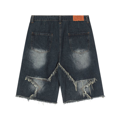 【W3】Raw edge design short length denim pants  WO0006