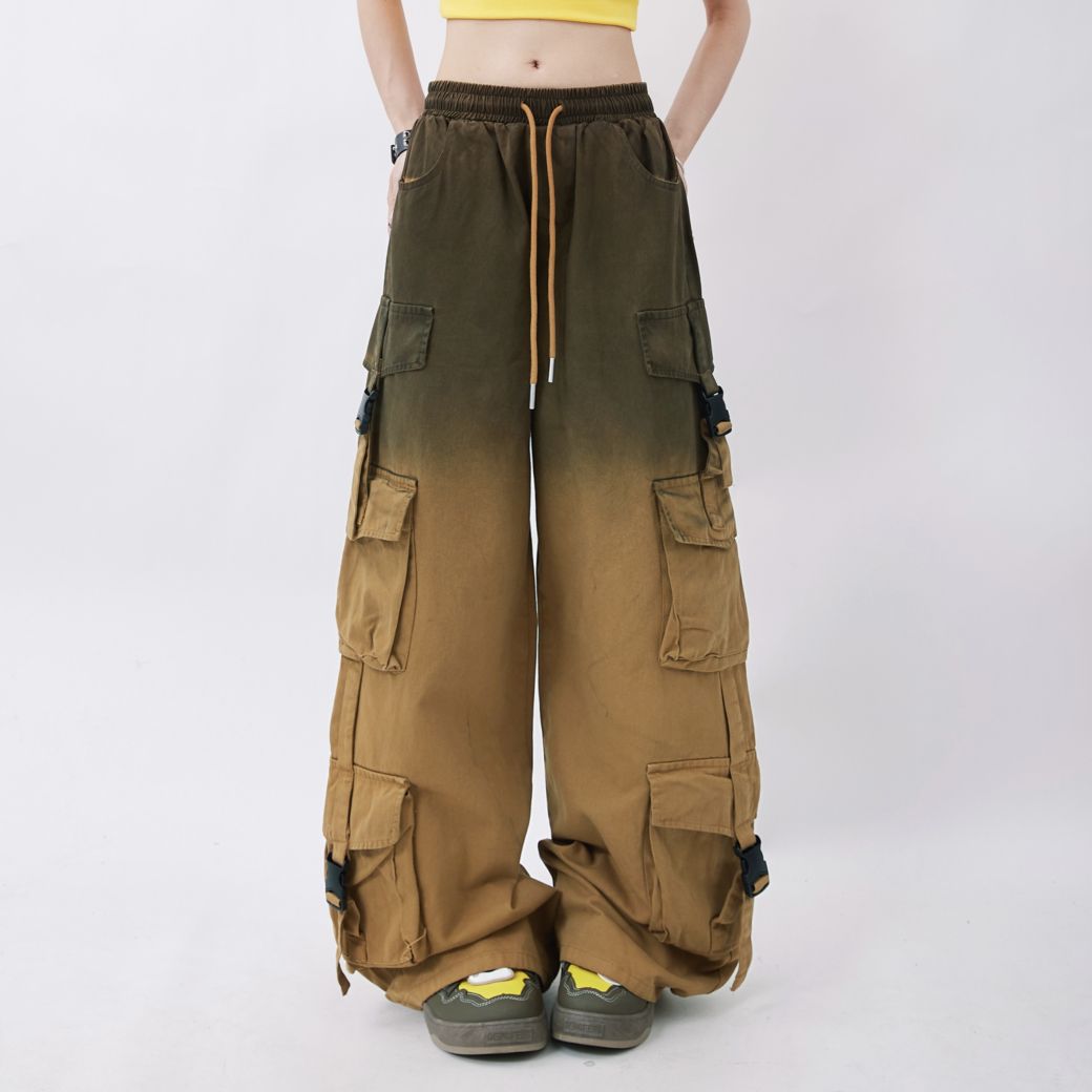 【Rayohopp】Gradient Washed Multi-Pocket Drawstring Pants  RH0025