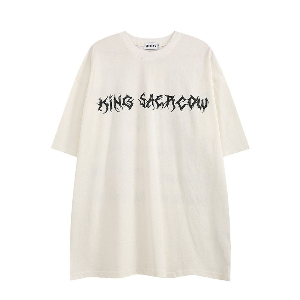 [NIHAOHAO] Letter print oversized T-shirt NH0053