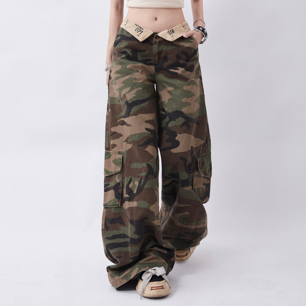 【Rayohopp】Camouflage pattern loose straight casual pants  RH0023