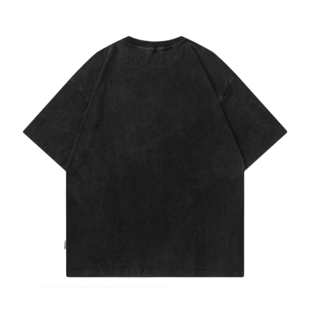 【VEG Dream】Dark print old washed short-sleeved T-shirt  VD0202
