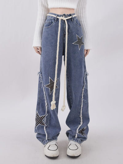[Rayohopp] Star embroidery design casual pants RH0020
