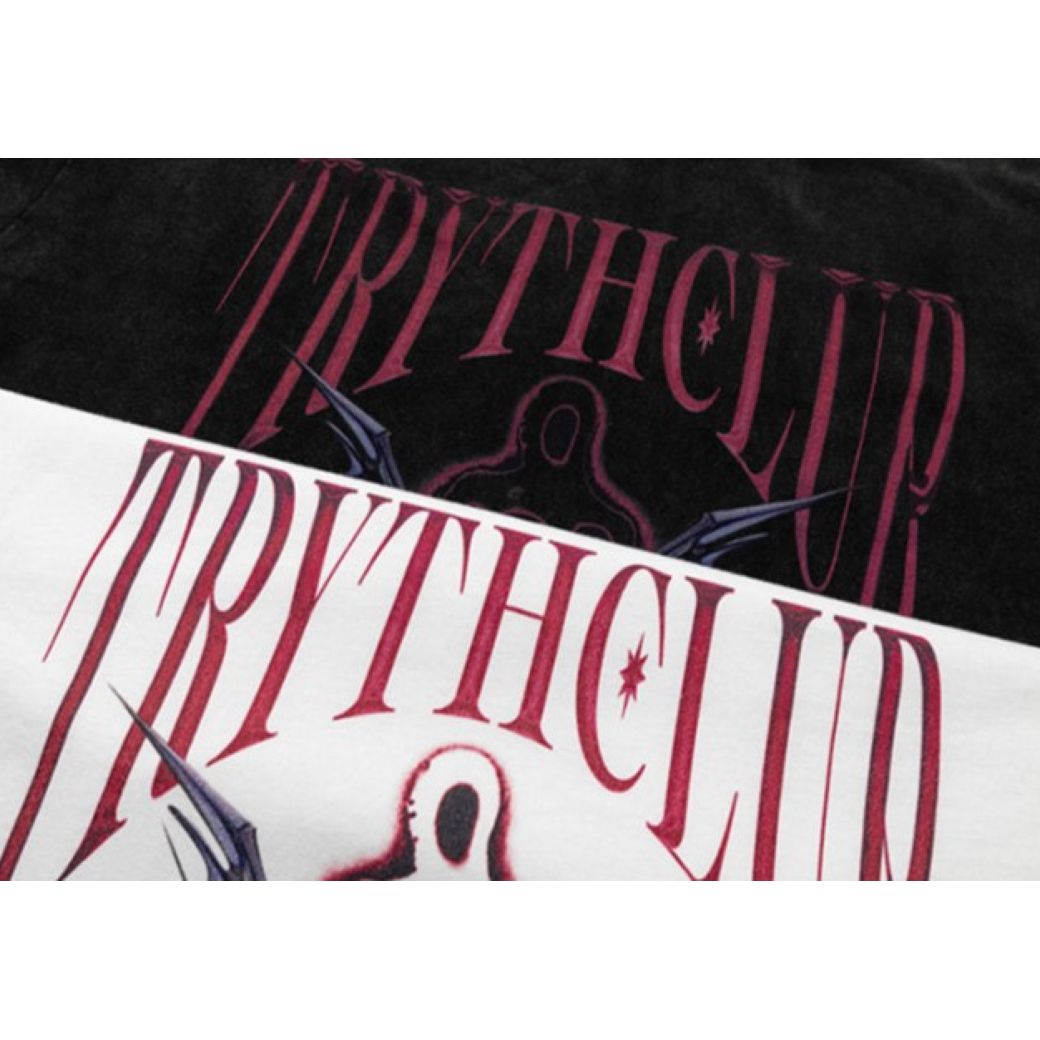 【VEG Dream】Dark print old washed short-sleeved T-shirt  VD0202