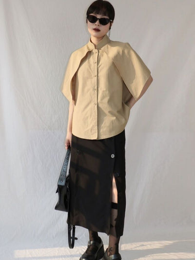 【ROSETOWER】Slit design niche irregular skirt  RT0004