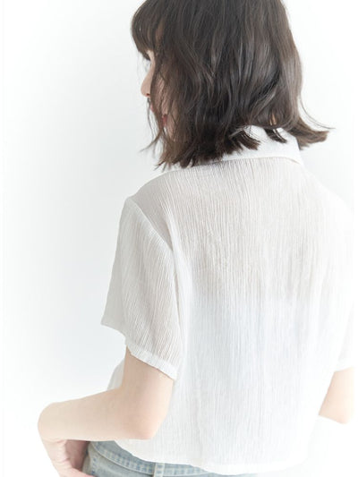 【Universal Gravity Museum】Wrinkled thin short-sleeved shirt  UG0027