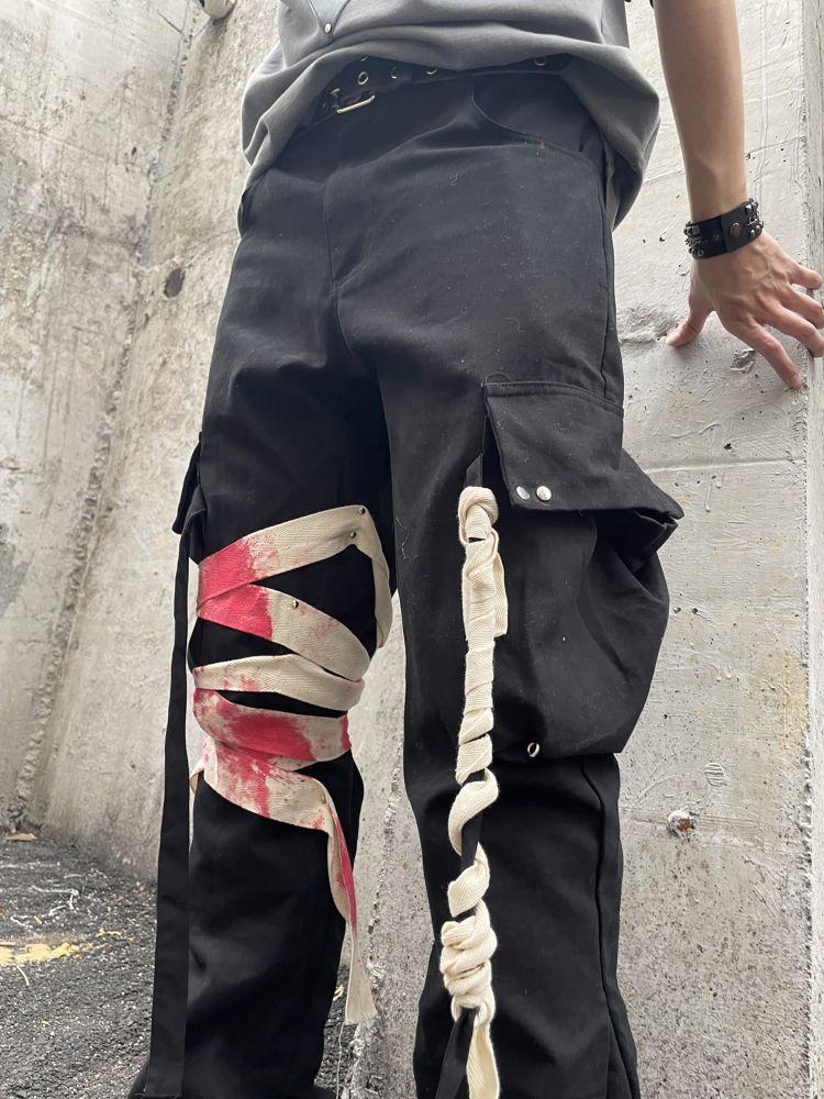 【Ⅱtype trb】Bloodstain tie strap casual pants  LT0003