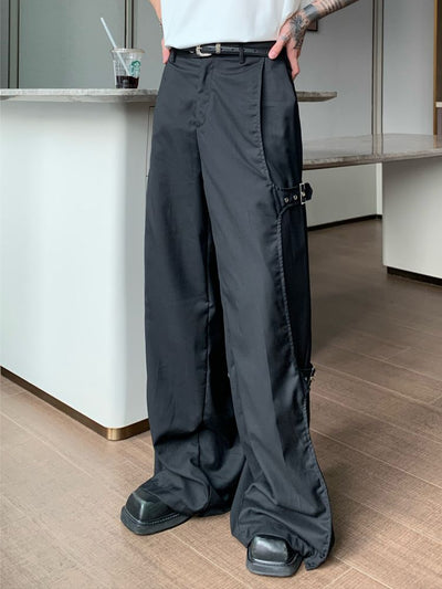 【CUIBUJU】Strap design loose wide leg pants  CB0019