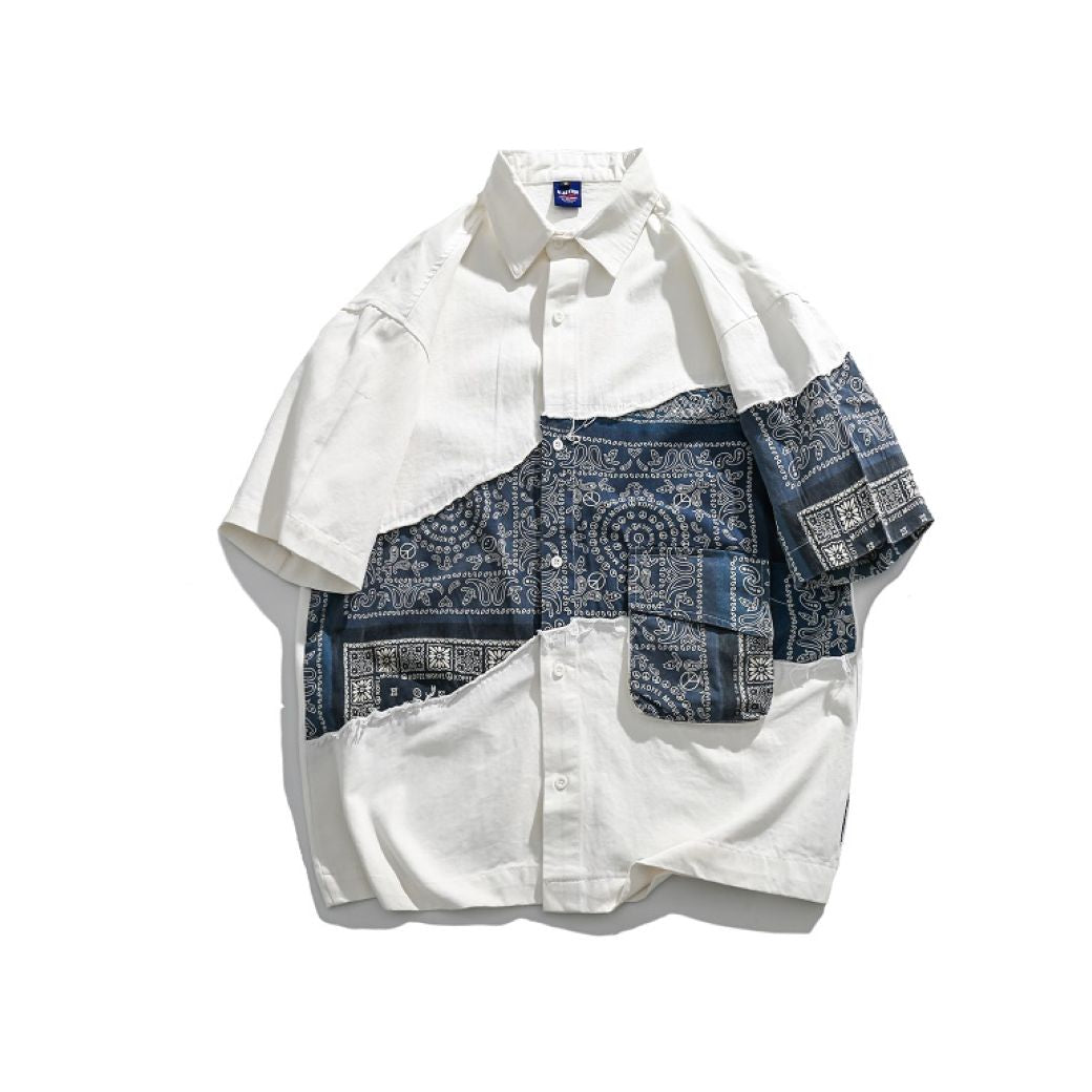 【Hold Colour】Paisley pattern design Half sleeve shirt  HC0003