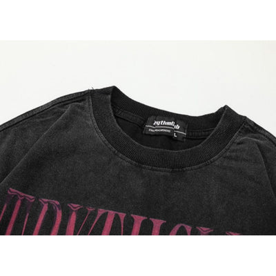 【VEG Dream】Dark print old washed short-sleeved T-shirt  VD0202