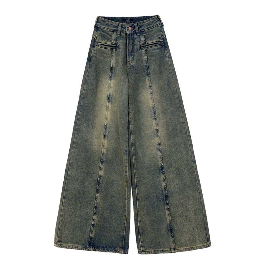 【EDX】Drape design loose wide leg jeans  EX0006