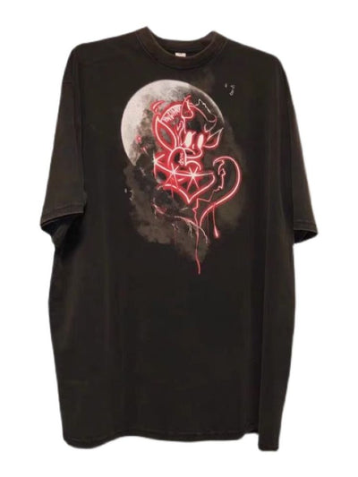 【Ⅱtype trb】Moon little devil graphic print short sleeve T-shirt LT0007