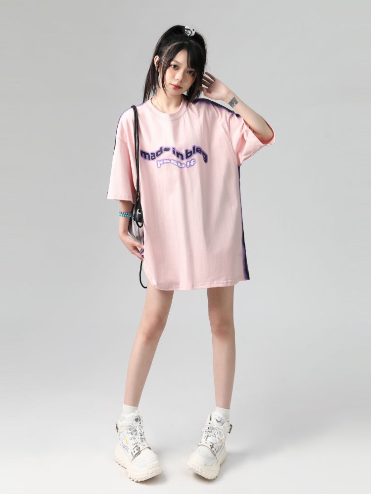 【TARASAER】Sideline design oversized short-sleeved T-shirt  TS0010