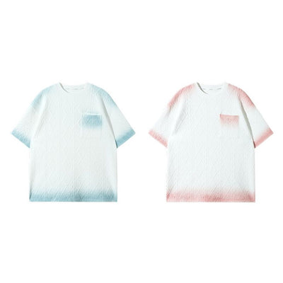 [CHICERRO] Gradation color contrast loose short-sleeved T-shirt CR0006