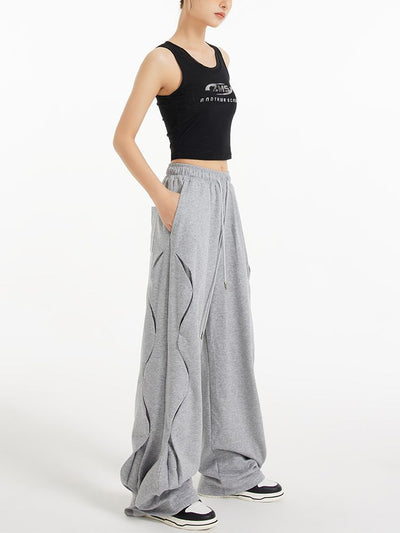[EDX] Side design drawstring elastic casual mop pants EX0007