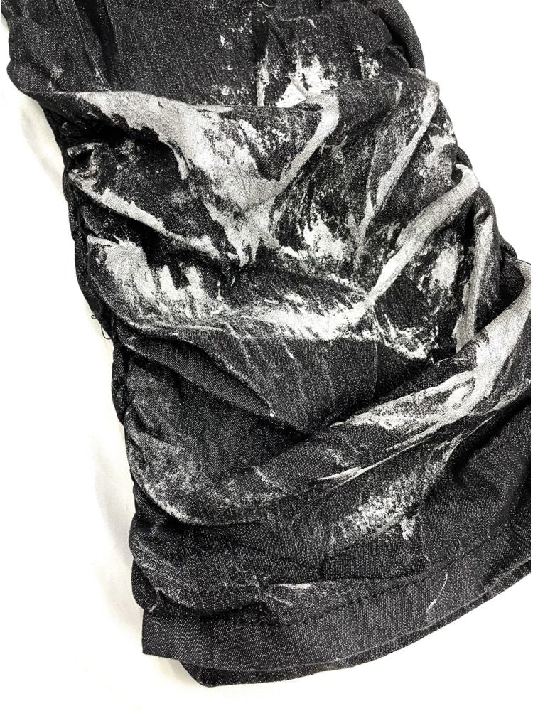【Ⅱtype trb】Wrinkled bat print denim jeans  LT0005